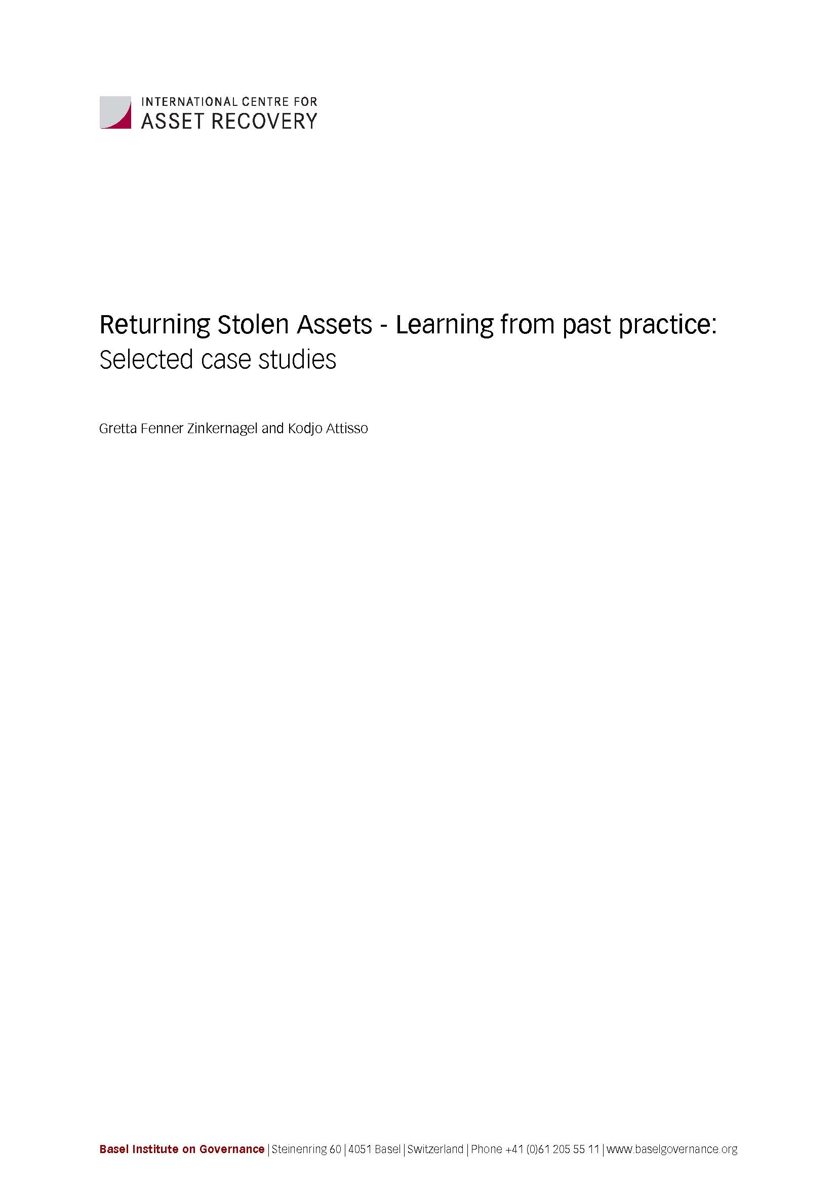 Returning Stolen Assets - Learning from past practice cover