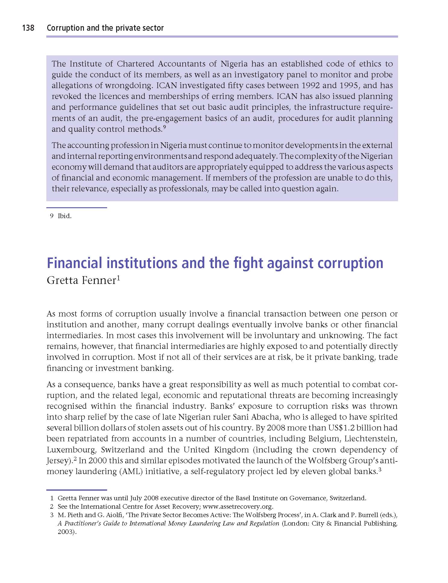 Financial institutions and the fight against corruption cover