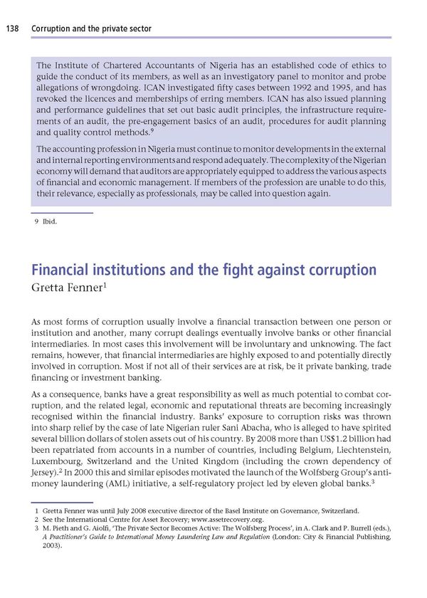 Financial institutions and the fight against corruption