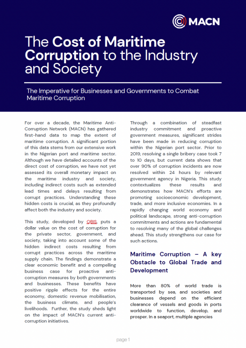 The Cost of Maritime Corruption to the Industry and Society cover