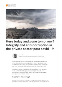 Here today and gone tomorrow? Integrity and anti-corruption in the private sector post covid-19