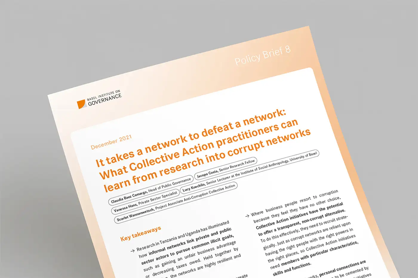 New Policy Brief on how Collective Action initiatives can benefit from studying informal corrupt networks