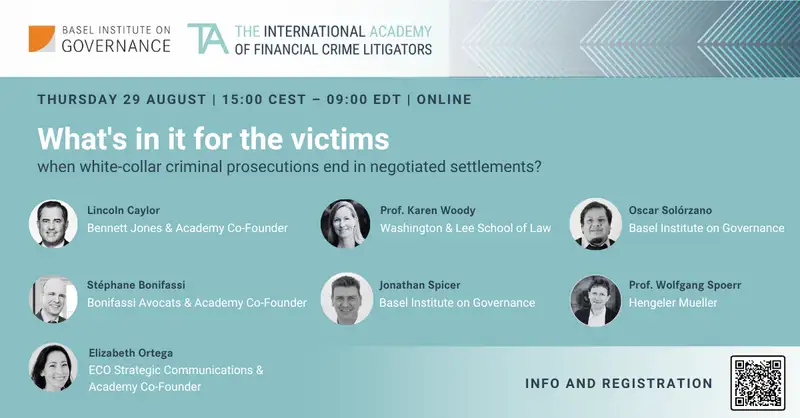 Webinar: What's in it for the victims when white-collar criminal prosecutions end in negotiated settlements?