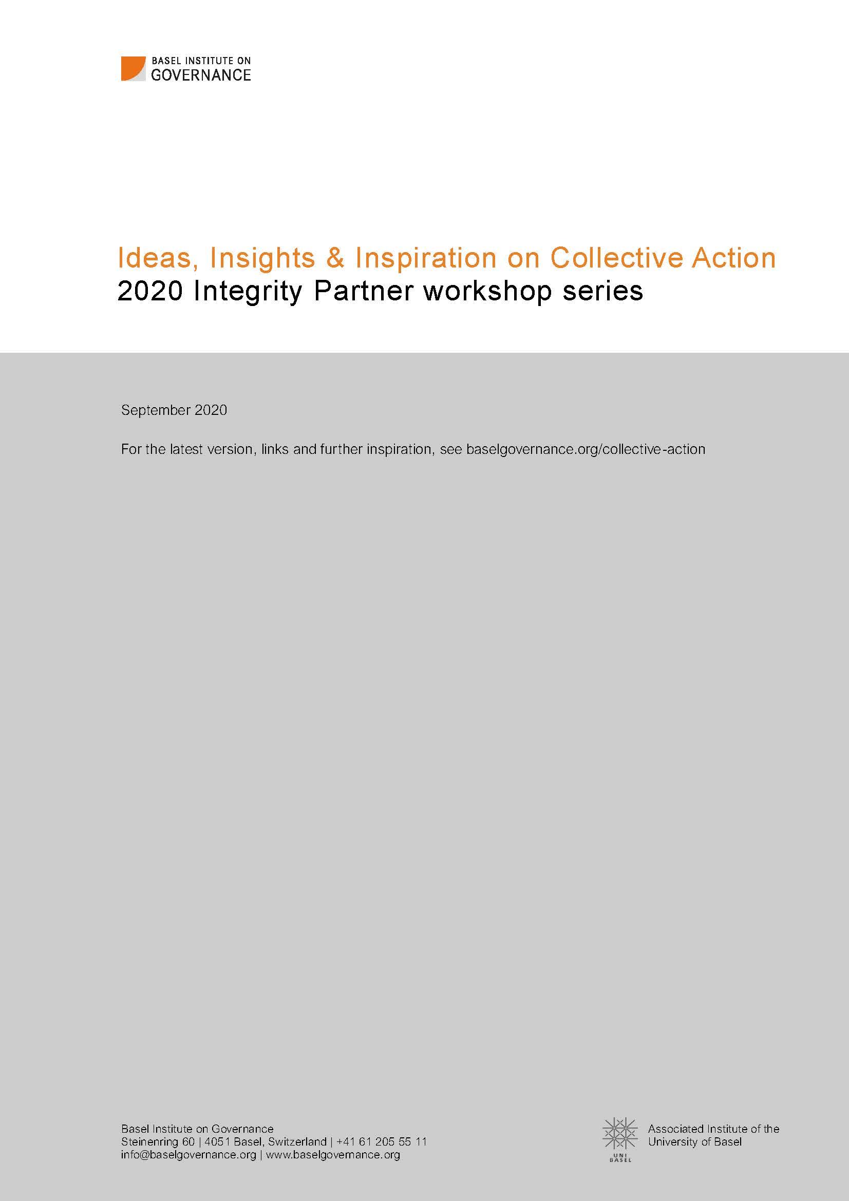 Collective Action ideas, insights and inspiration – 2020 Integrity Partner workshop series cover