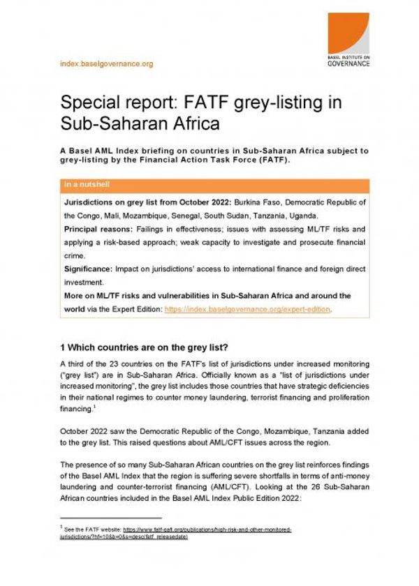 Basel AML Index briefing: FATF grey-listing in Sub-Saharan Africa
