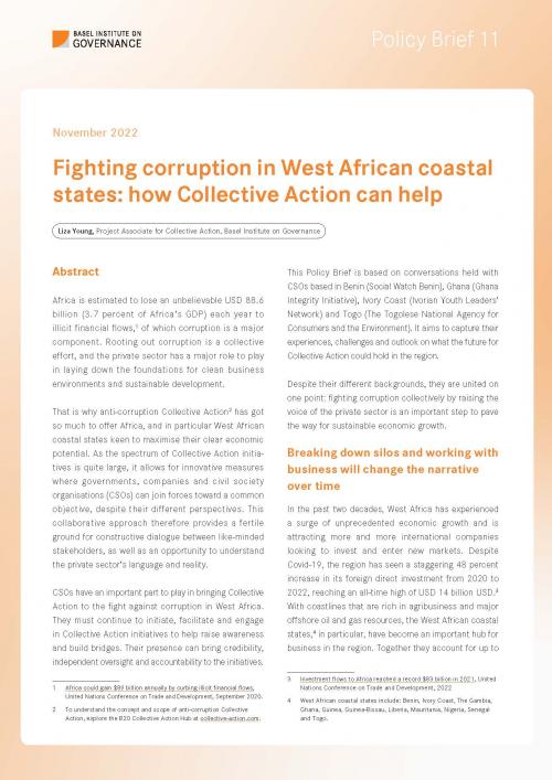 Policy Brief 11: Fighting corruption in West African coastal states: how Collective Action can help cover