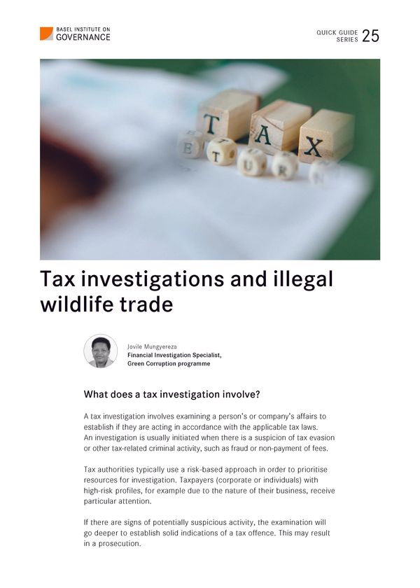 Quick Guide 25: Tax investigations and illegal wildlife trade