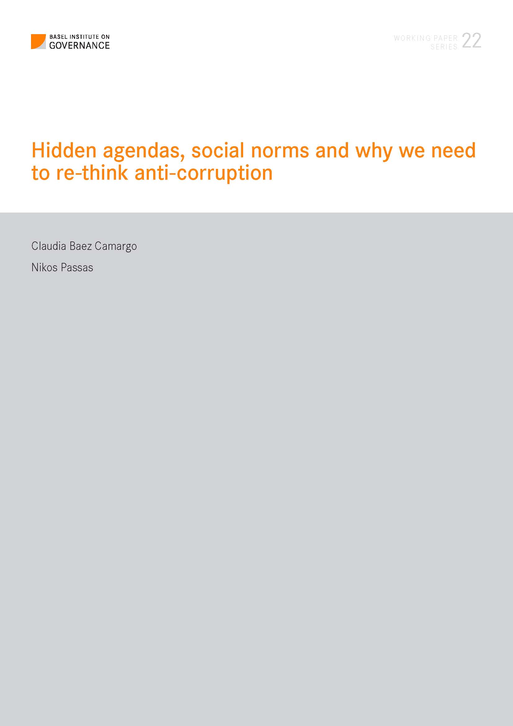 Working Paper 22: Hidden agendas, social norms and why we need to re-think anti-corruption cover
