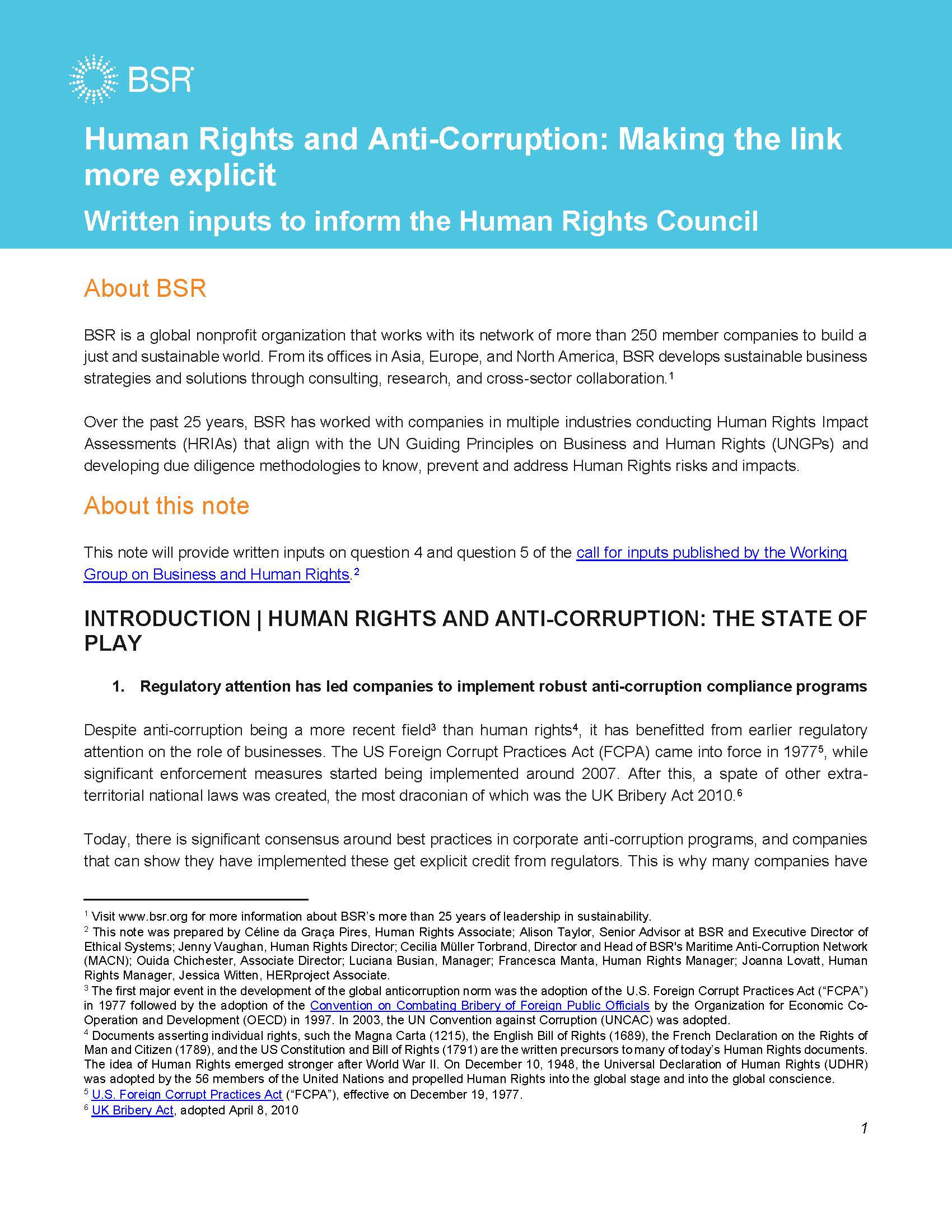 Human Rights and Anti-Corruption: Making the link more explicit cover
