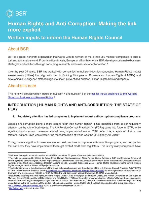Human Rights and Anti-Corruption: Making the link more explicit