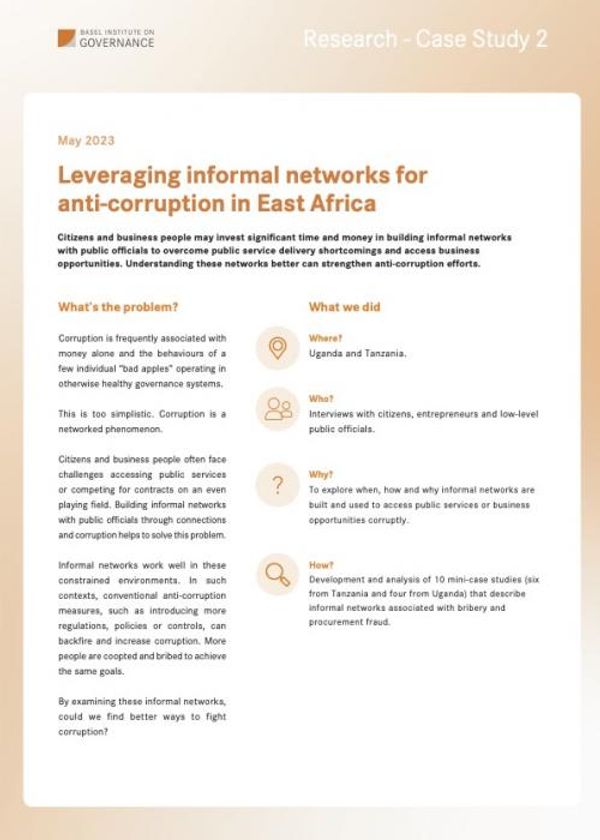 Research case study 2: Leveraging informal networks for anti-corruption in East Africa
