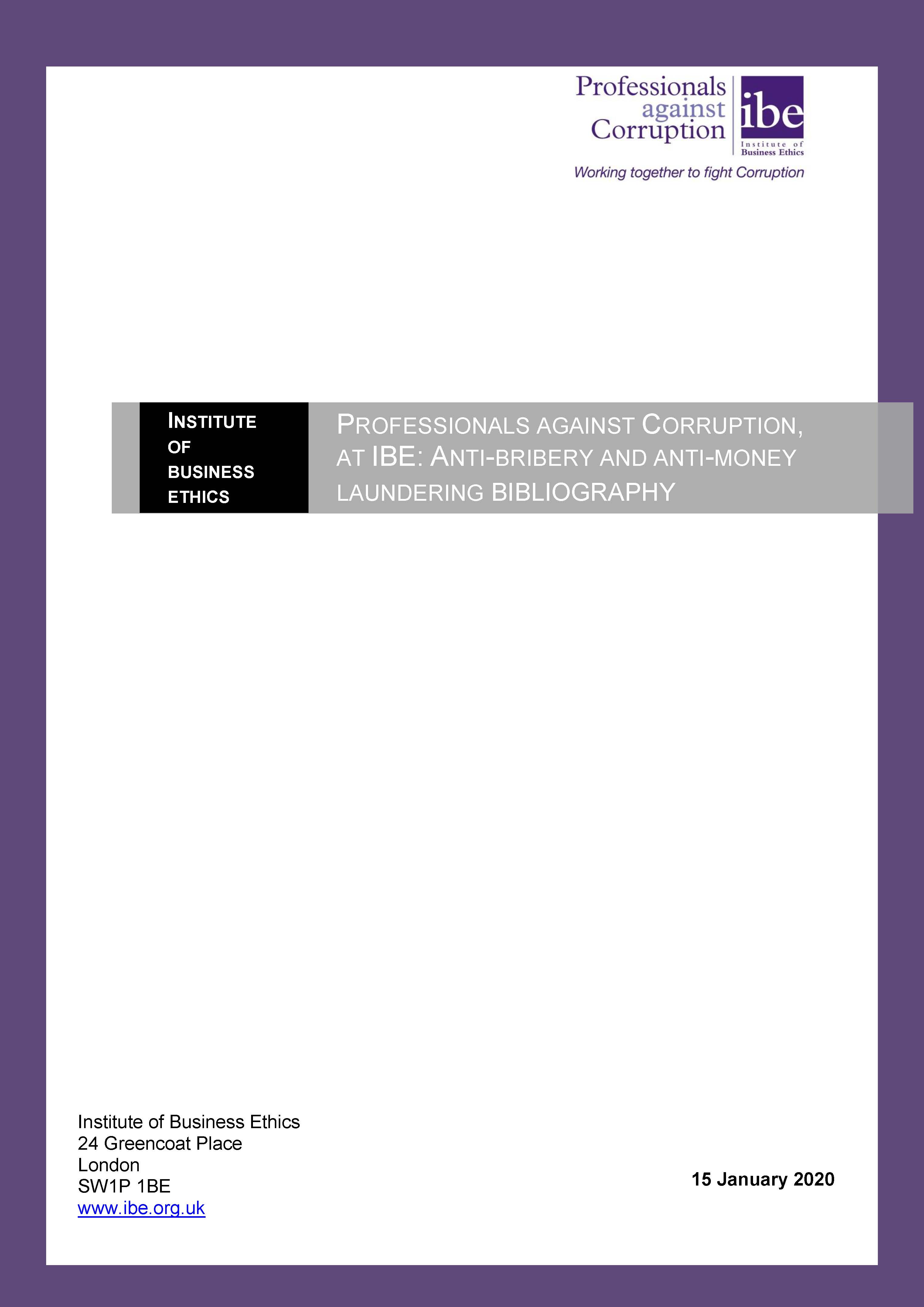 PaC Anti-Bribery and Anti-Money Laundering Bibliography cover
