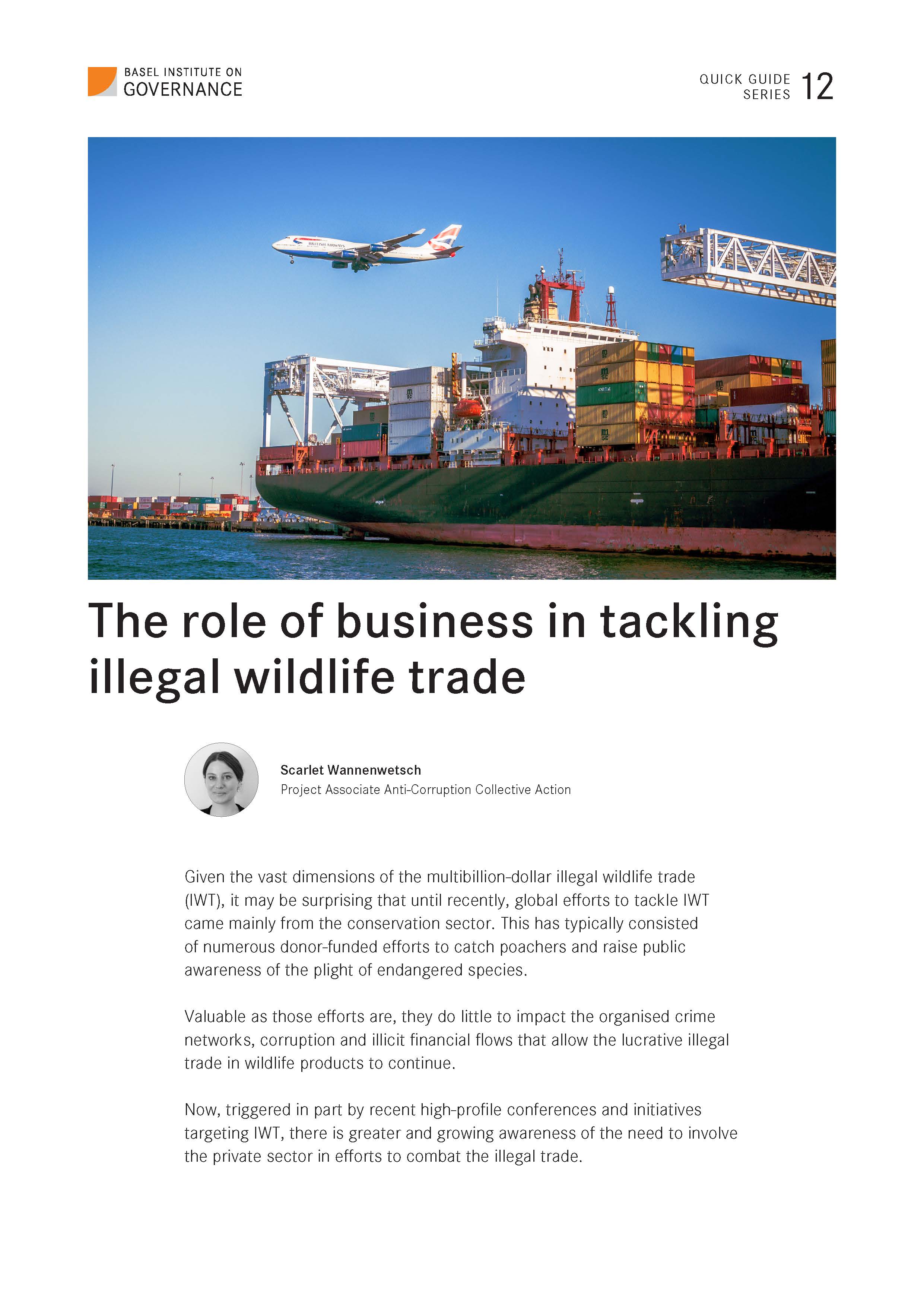 Quick Guide 12: The role of business in tackling illegal wildlife trade cover