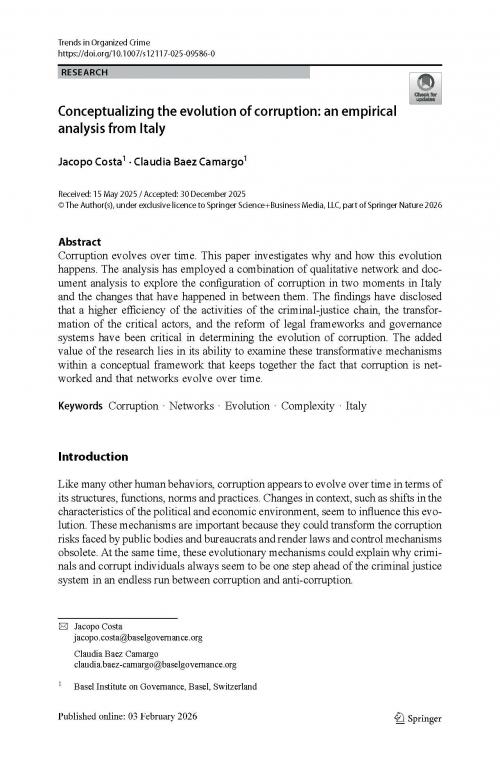 Conceptualizing the evolution of corruption: an empirical analysis from Italy cover