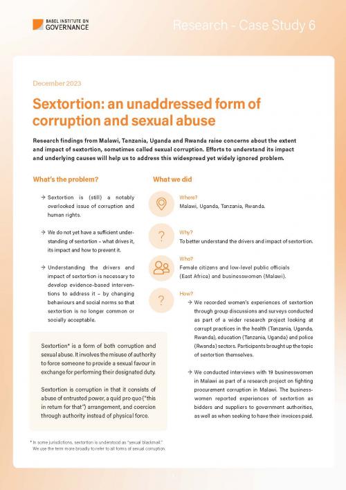 Research Case Study 6: Sextortion – an unaddressed form of corruption and sexual abuse cover