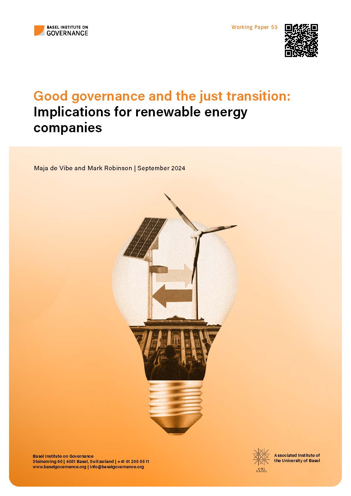 Working Paper 53: Good governance and the just transition: Implications for renewable energy companies cover