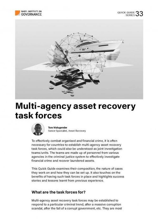 Quick Guide 33: Multi-agency asset recovery task forces