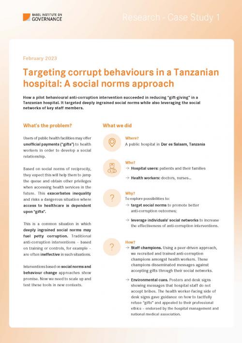Research case study 1: Targeting corrupt behaviours in a Tanzanian hospital: A social norms approach cover