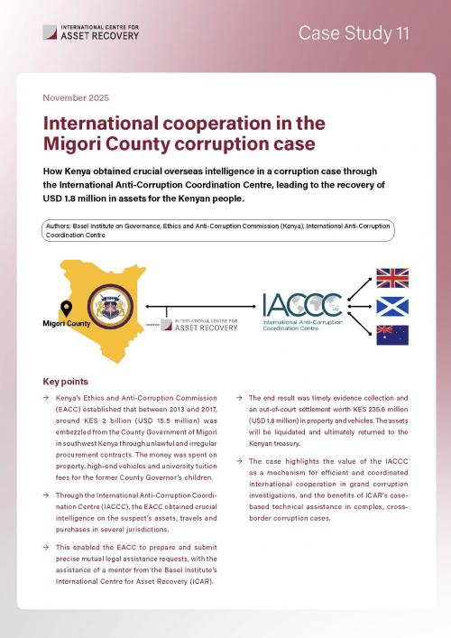 International cooperation in the Migori County corruption case cover