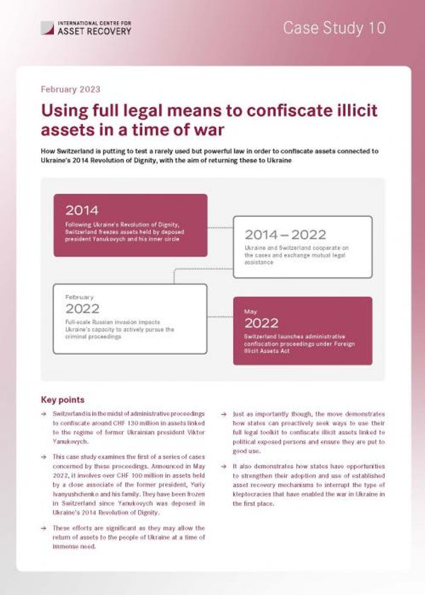 Case Study 10: Using full legal means to confiscate illicit assets in a time of war