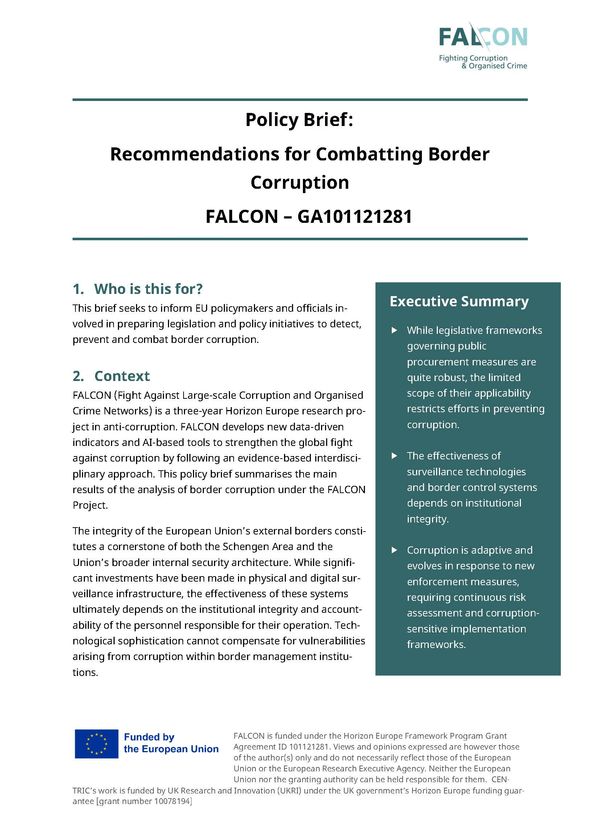 Recommendations for combatting border corruption (FALCON Policy Brief)