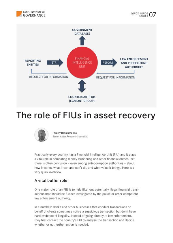 Quick Guide 7: The role of FIUs in asset recovery
