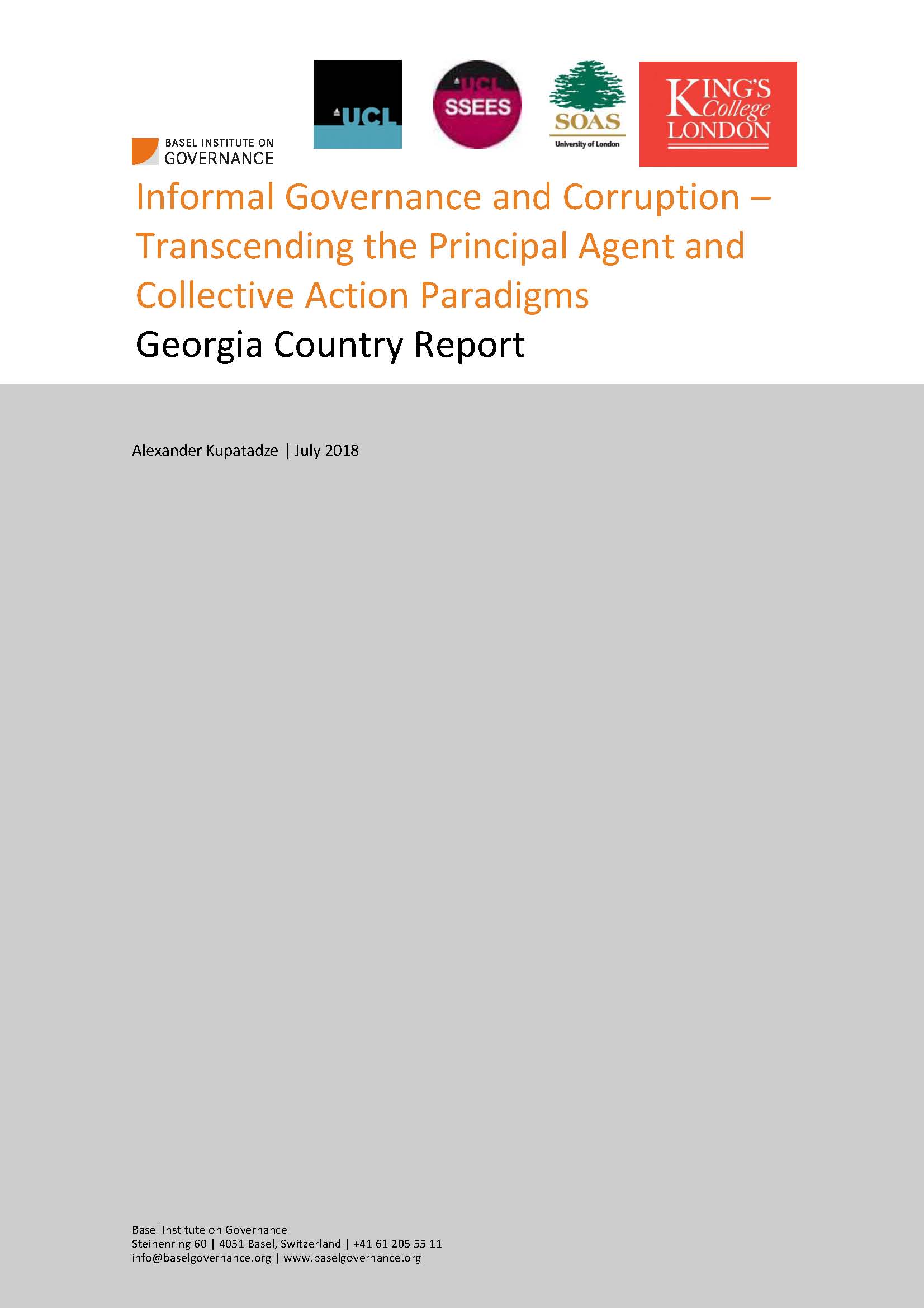 Informal Governance and Corruption – Transcending the Principal Agent and Collective Action Paradigms in Georgia cover
