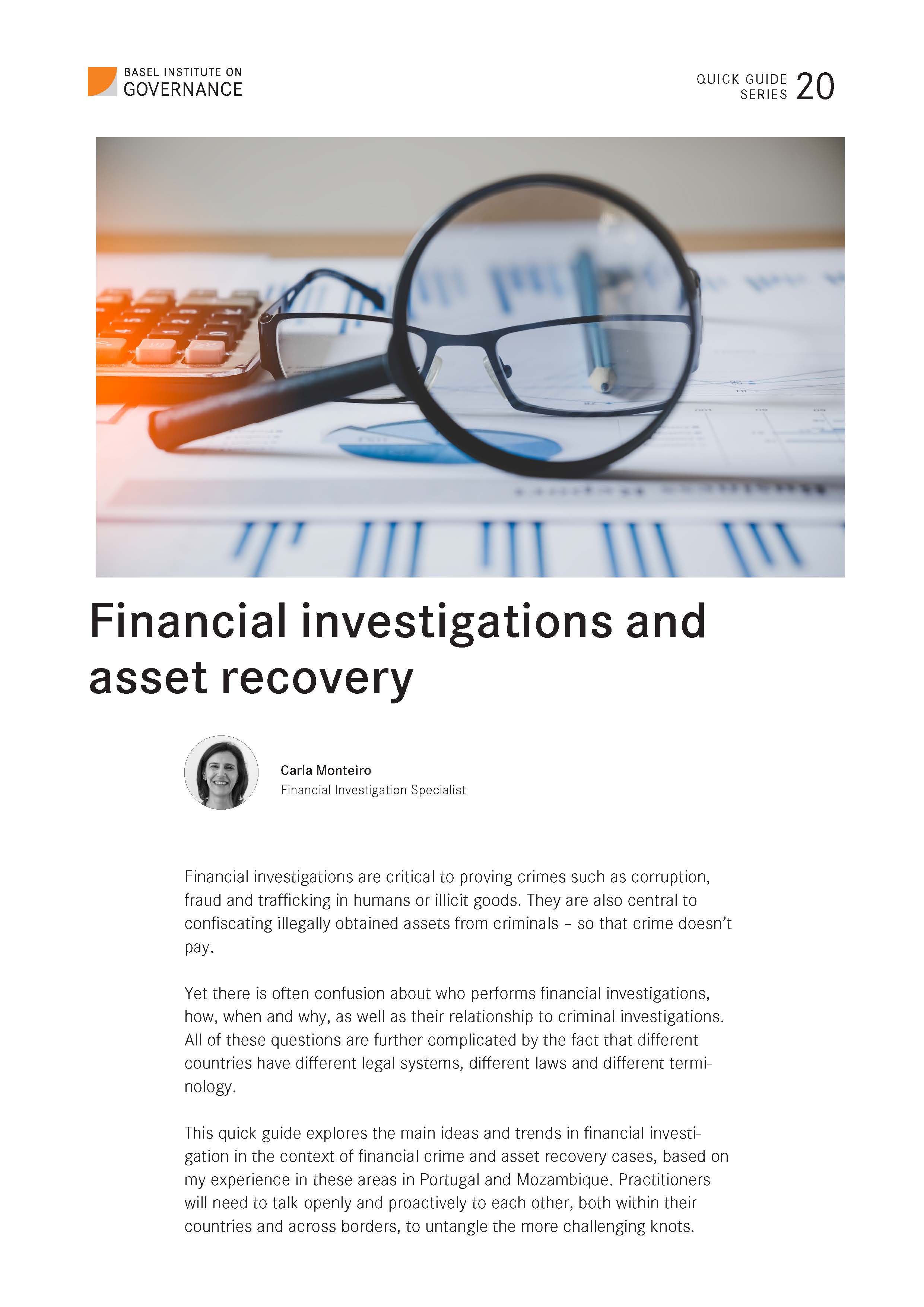Quick Guide 20: Financial investigations and asset recovery cover