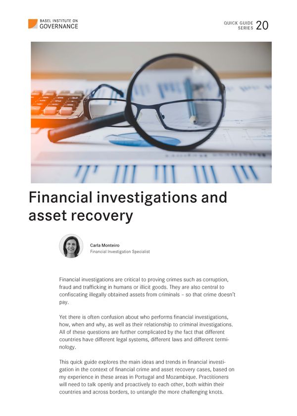 Quick Guide 20: Financial investigations and asset recovery