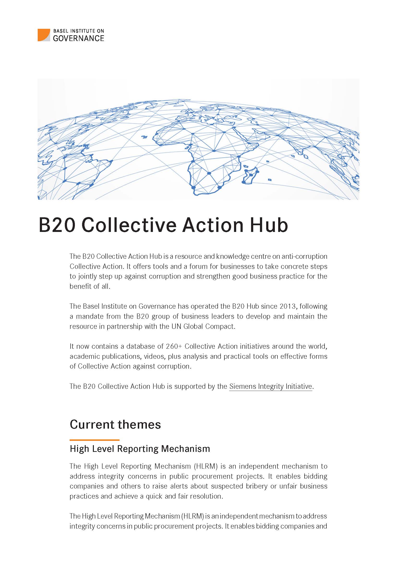Flyer: B20 Collective Action Hub cover