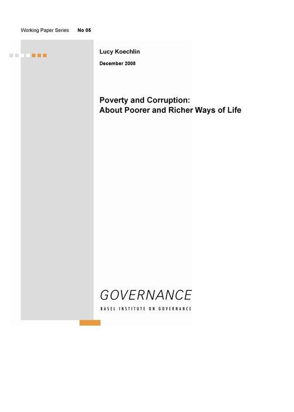 Working Paper 5: Poverty and corruption: About poorer and richer ways of life