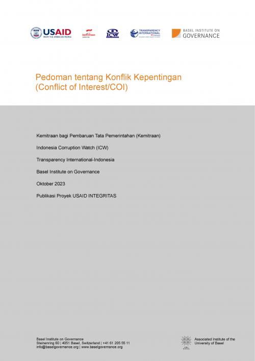 Conflict of interest guidelines for Indonesian public institutions (Pedoman tentang Konflik Kepentingan) cover