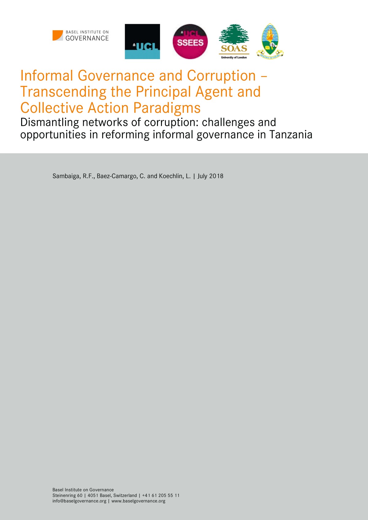 Informal Governance and Corruption – Transcending the Principal Agent and Collective Action Paradigms in Tanzania cover