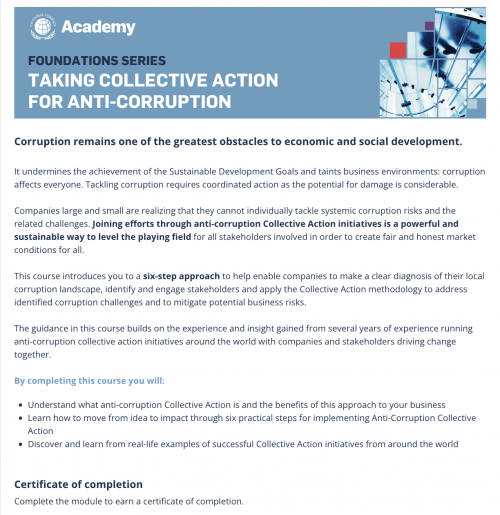 eLearning - Taking Collective Action for Anti-Corruption cover