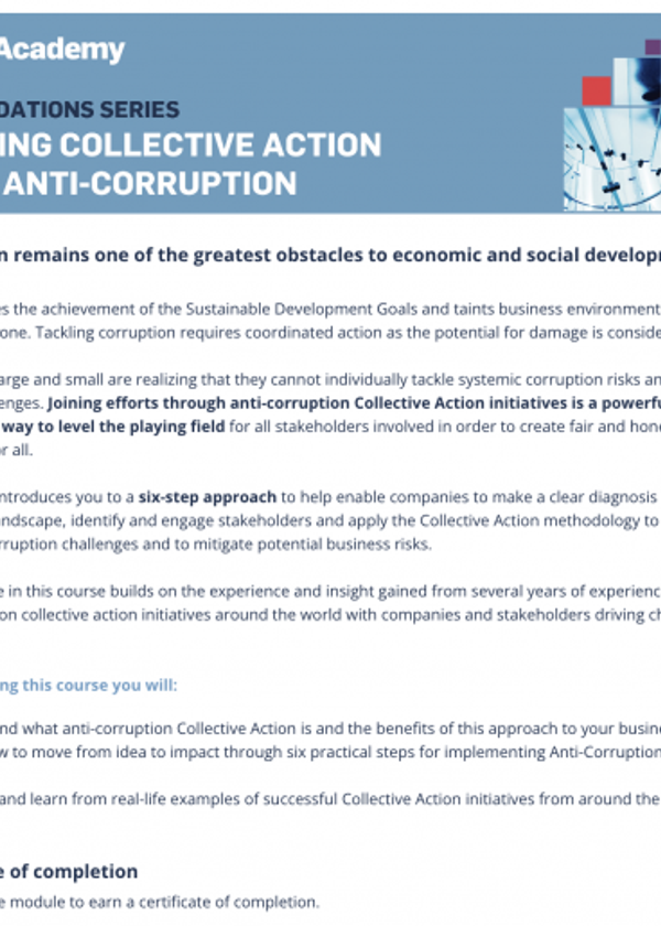 eLearning - Taking Collective Action for Anti-Corruption