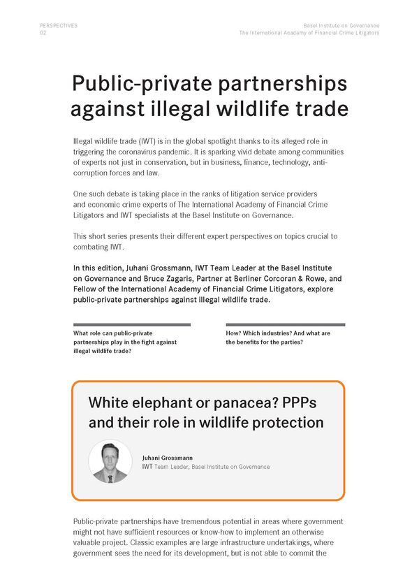 Perspectives 2: The role of public-private partnerships in combating illegal wildlife trade
