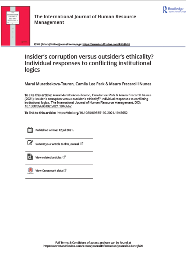 Insider’s corruption versus outsider’s ethicality? Individual responses to conflicting institutional logics