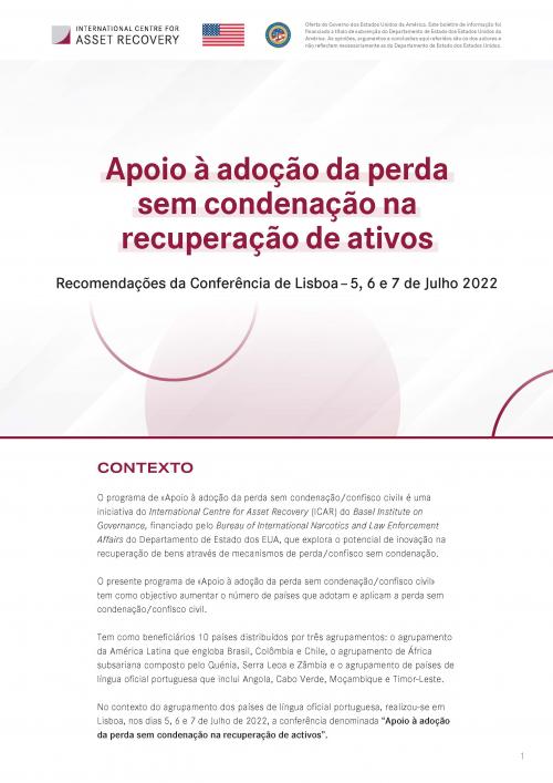 Perda sem condenação na recuperação de ativos: Recomendações da Conferência de Lisboa – 5, 6 e 7 de Julho 2022 cover
