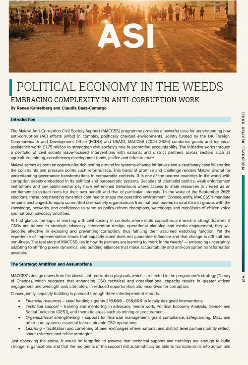 Political economy in the weeds: Embracing complexity in anti-corruption work – lessons learned from anti-corruption programme in Malawi cover